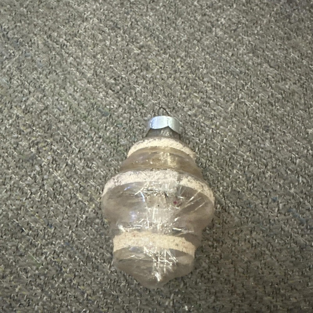 WWII Shiny Brite Unsilvered Tornado Lantern with tinsel Ornament